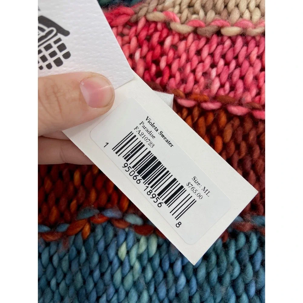 Ulla Johnson Violeta Sweater M/L Paradise Multicolor Stripe Wool Knit Pullover‎